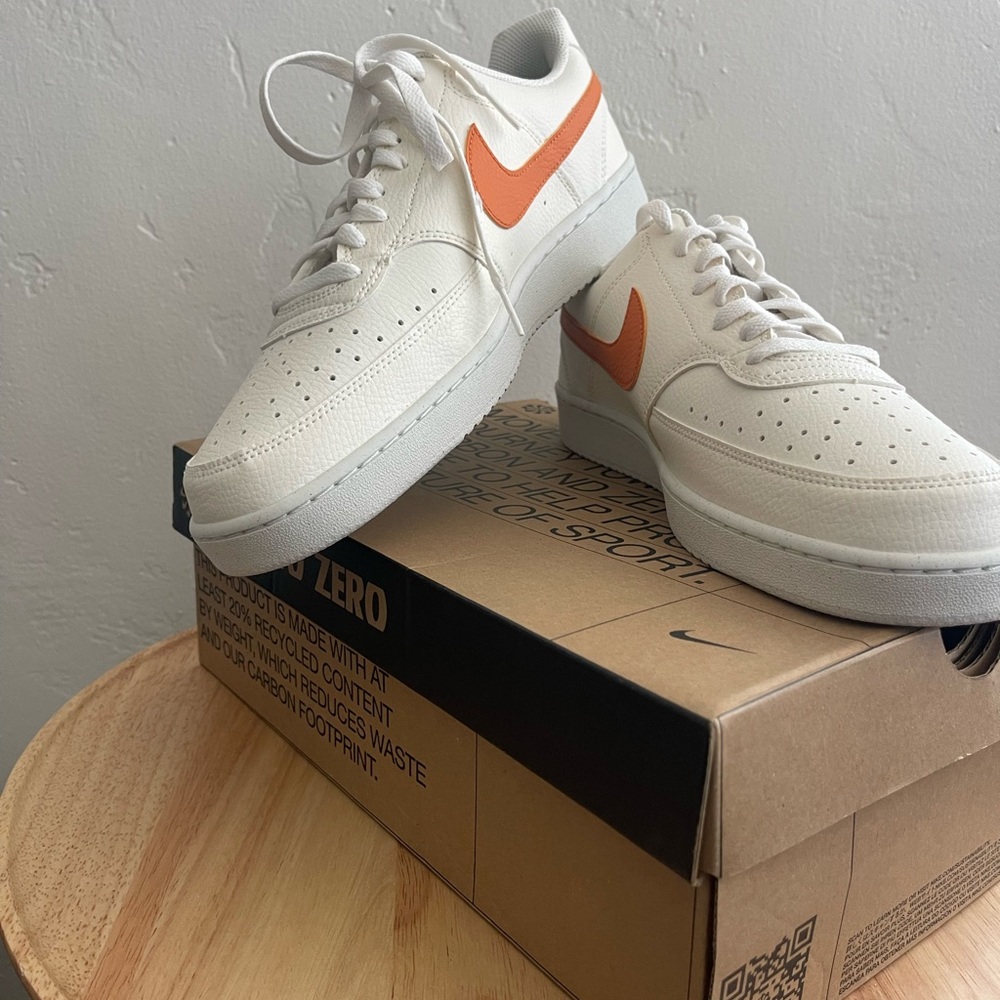 Nike Men's Court Vision Lo White and Orange